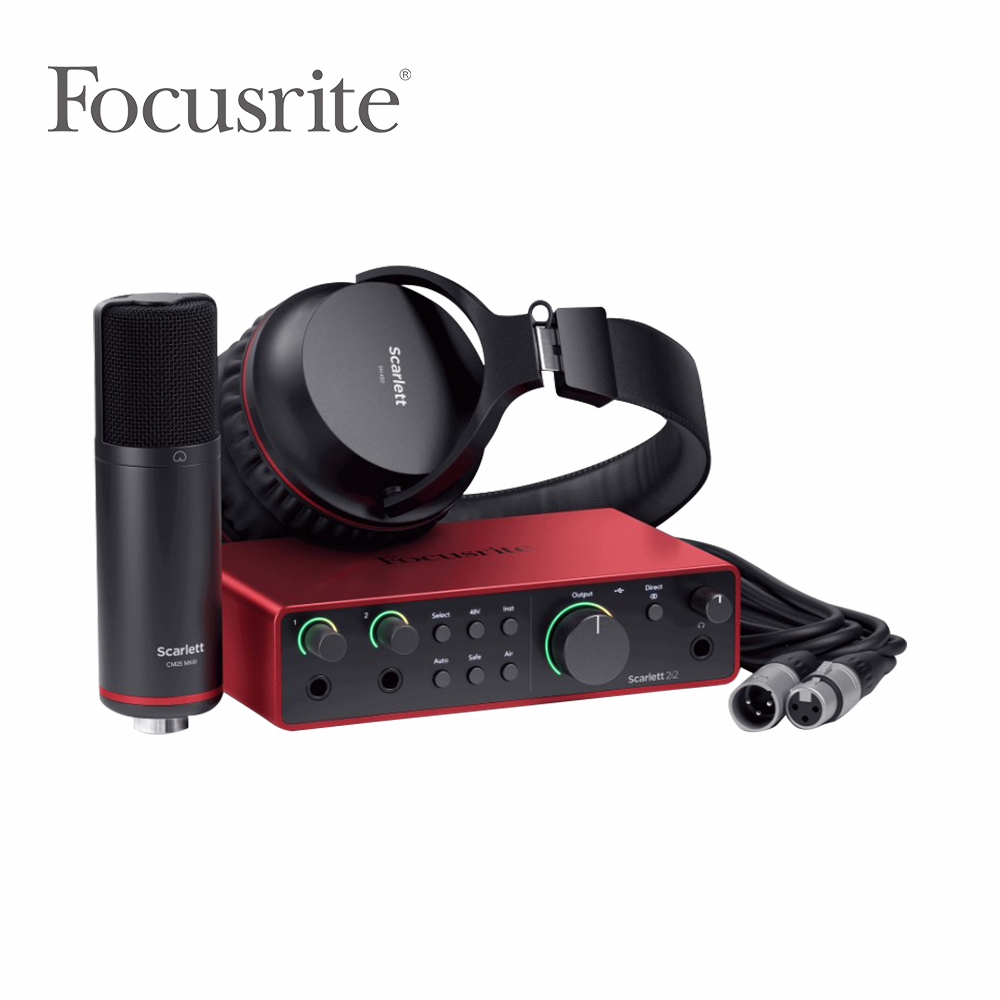 Focusrite Scarlett 2i2 Studio 錄音介面套裝組 第四代【敦煌樂器】