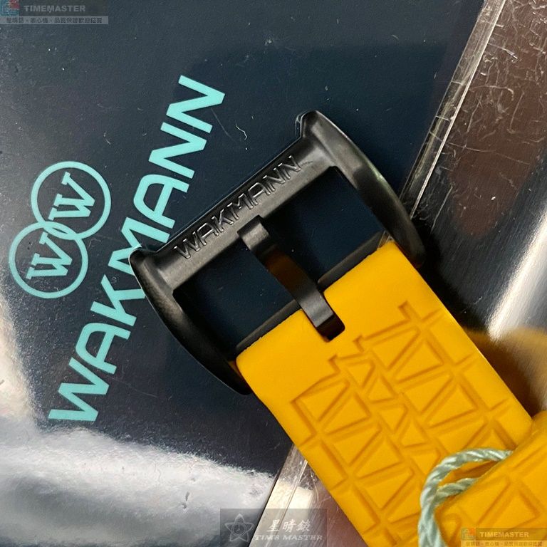 [星晴錶業]WAKMANN手錶,44mm,WA00029黑色錶面黑錶殼黃矽膠錶帶款, , large