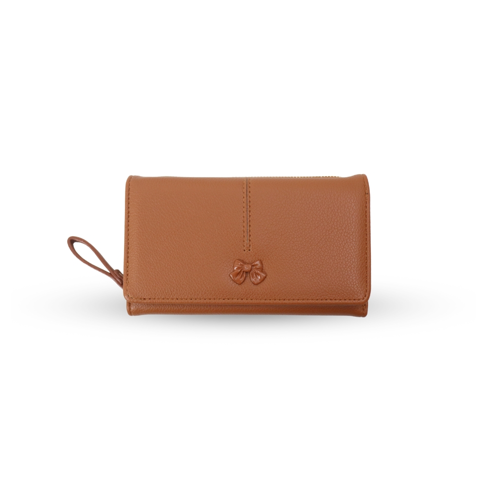 Ribbon&eacute; 柔霧翻蓋零錢長夾-橘褐色  女夾 人氣女用皮夾 情人節禮物