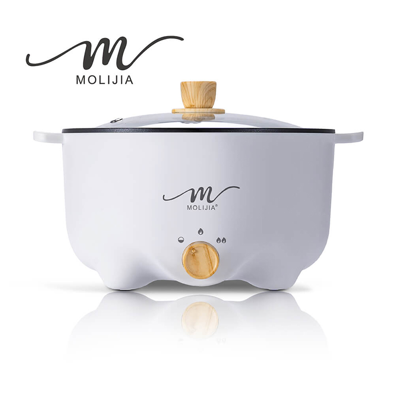 【MOLIJIA】3L-M22 Multifunctional Non-stick Electric Hot Pot - White Wood Grain, , large