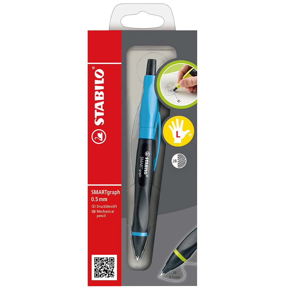 STABILO 德國 思筆樂 SMARTgraph 智能樂人體工學自動鉛筆 藍/黑桿2B左手用 /支 ST1841/2-12B
