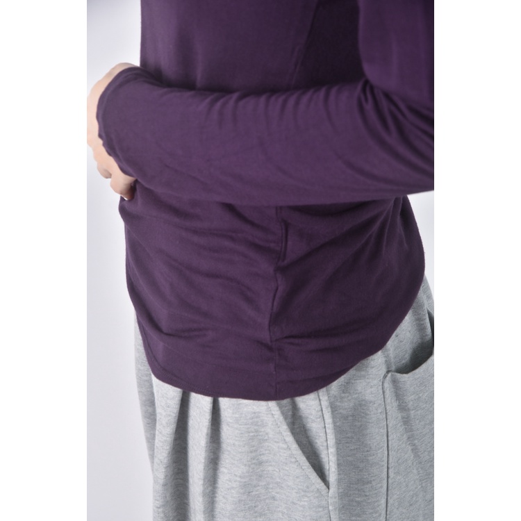 (S) net質感高領紫色長袖上衣二手衣, , large