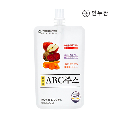 【韓國YEONDOOFARM妍杜農場】NFC 100% 兒童ABC蔬果汁禮盒組 (100ml × 30包), , large