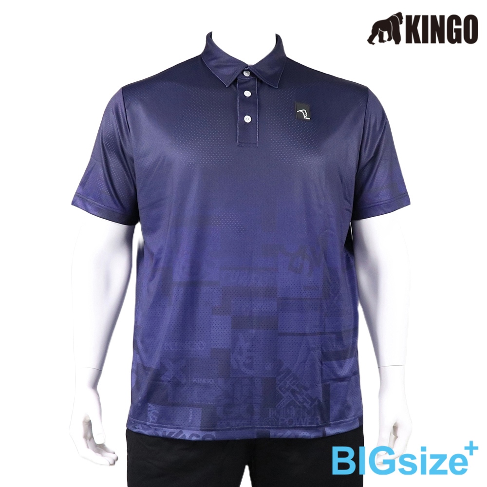 KINGO-大尺碼-男款 排汗POLO衫-丈青-413210, , large