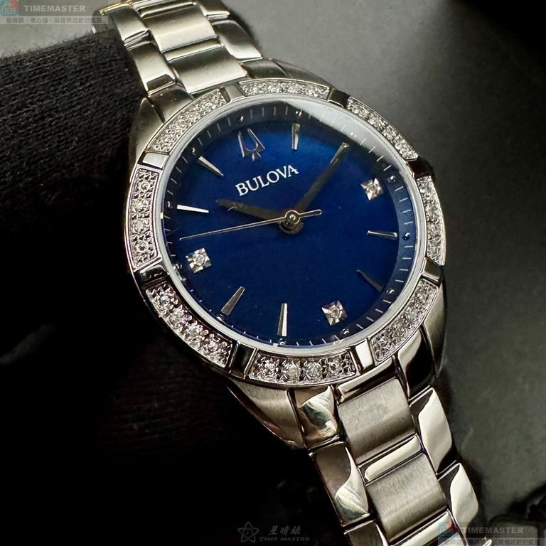 [星晴錶業]BULOVA手錶,32mm,BU00005寶藍色錶面銀錶殼銀色精鋼錶帶款, , large