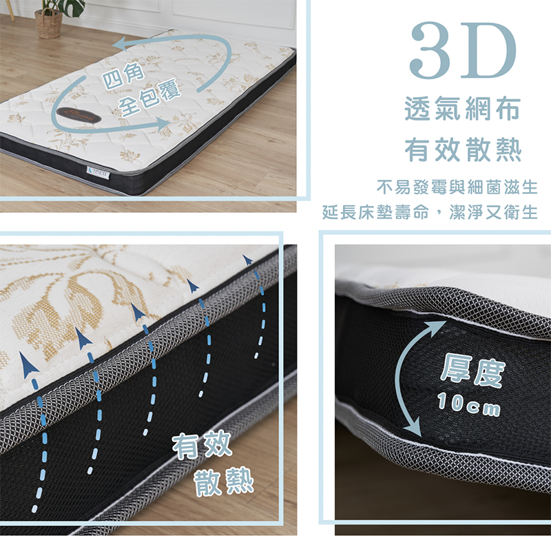 ［熊棉］奇幻天絲獨立筒床墊｜3尺｜, , large