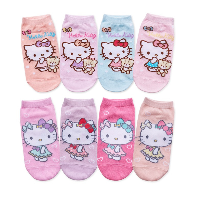 Sanrio 三麗鷗 KITTY 凱蒂貓直版襪 兒童短襪 女童襪 台灣製童襪 KT-A657 KT-A658【旺達棉品】, , large