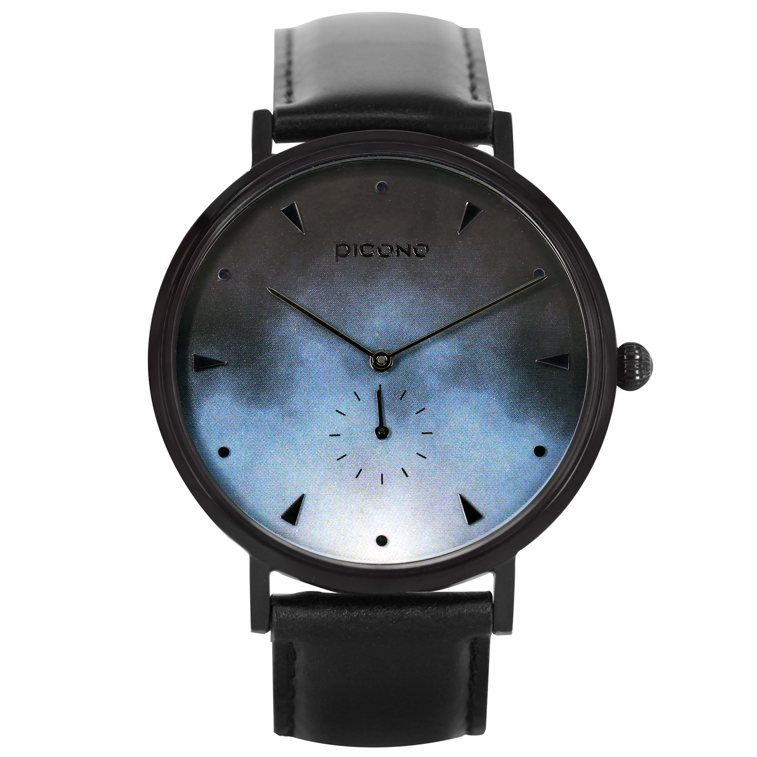 【PICONO】A week collection black leather strap watch-Gray Blue / AW-7603, , large