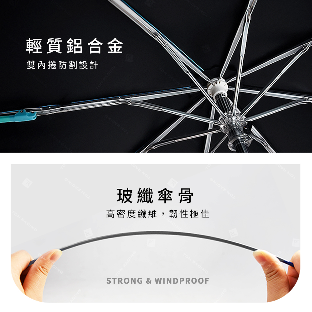 [TDN] Natural Light Ultra-Easy Open/Close Tri-Fold UV-Resistant Umbrella (B7617C) Starry Blue, , large