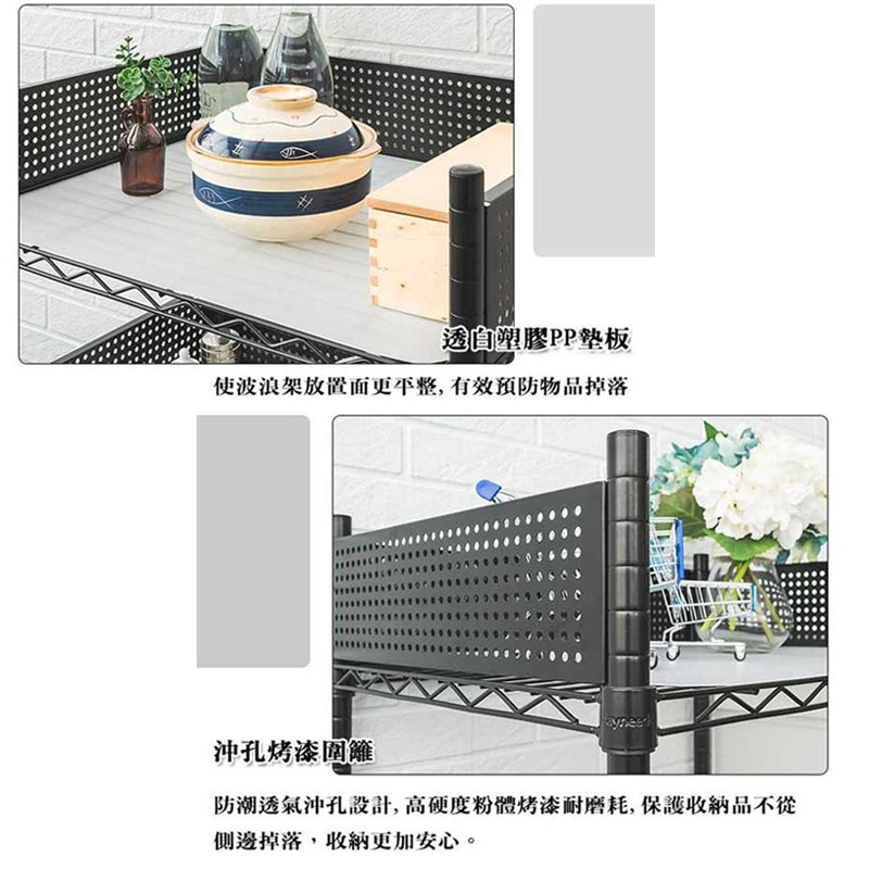 【Y HOUSE】60x45x100cm 廚房推車三層收納架(含圍籬組+透白PP板)-白色, , large