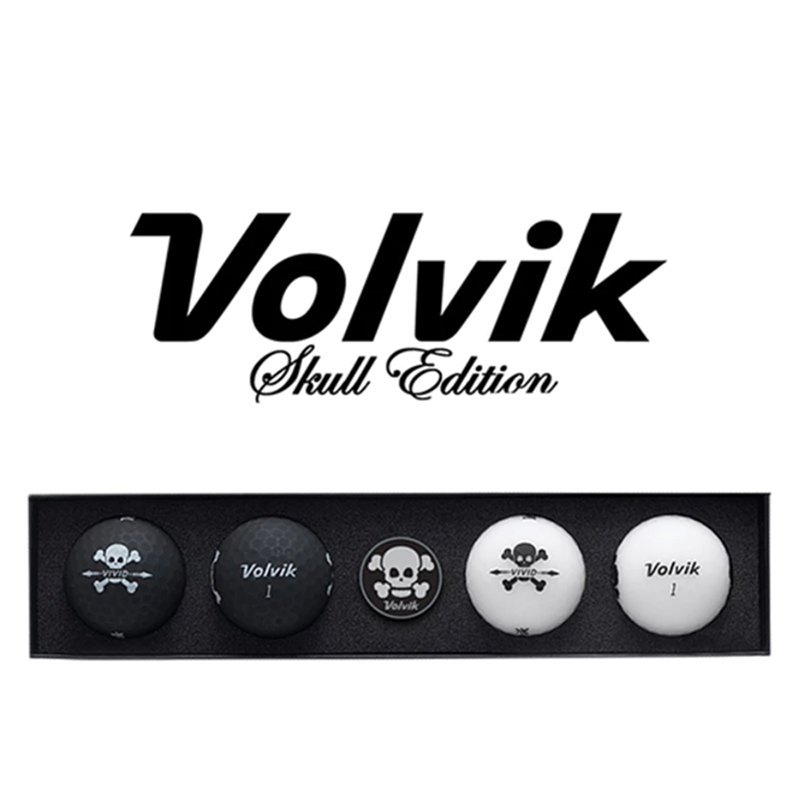 Volvik Skull Golf Ball Gift Set – 4 Balls + Ball Marker