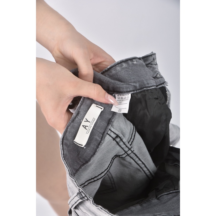 (S) ay高腰丹寧牛仔質感灰色短褲二手衣, , large