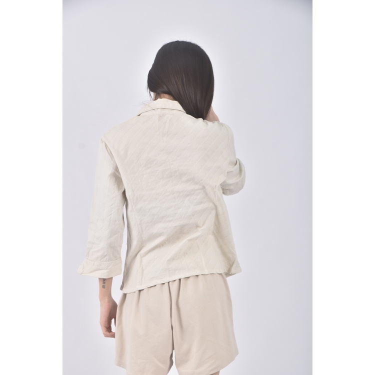 (S) liville質感棉質杏色長袖上衣二手衣, , large