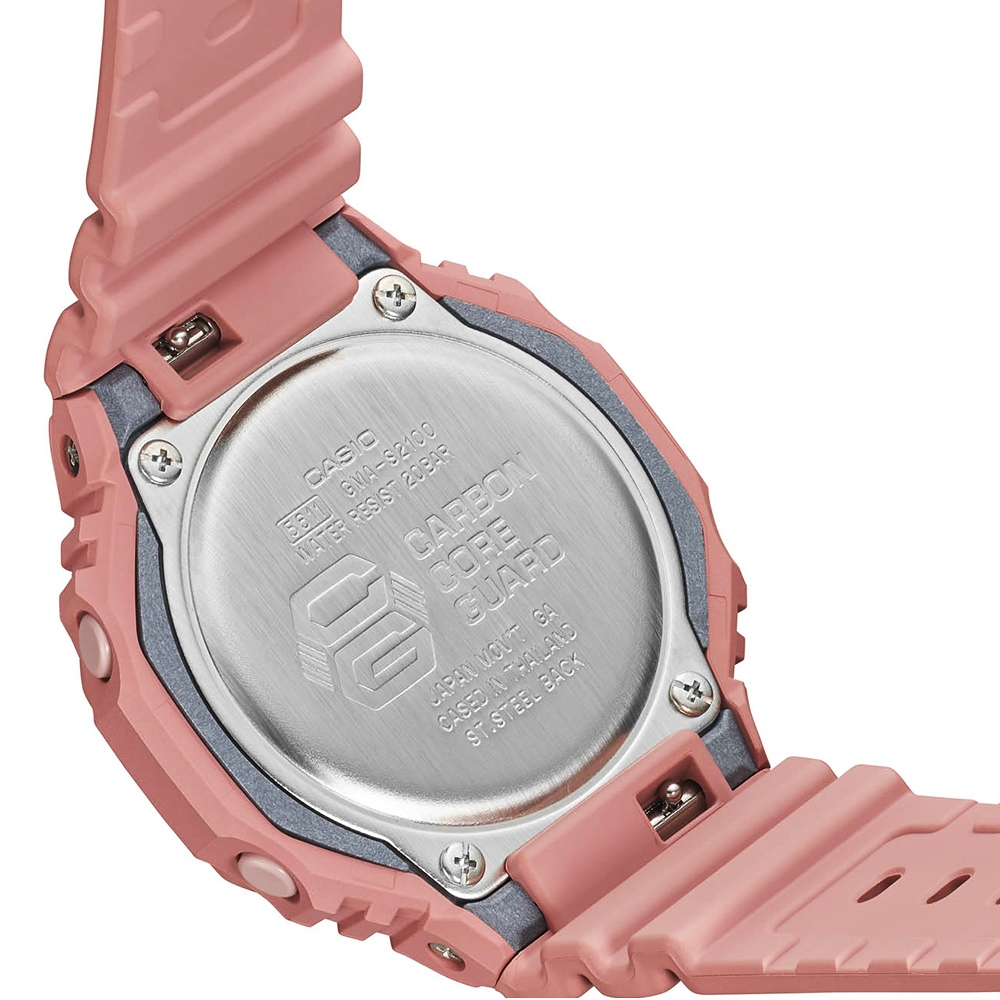 CASIO 卡西歐 G-SHOCK 珊瑚粉 八角雙顯手錶 GMA-S2100-4A2, , large