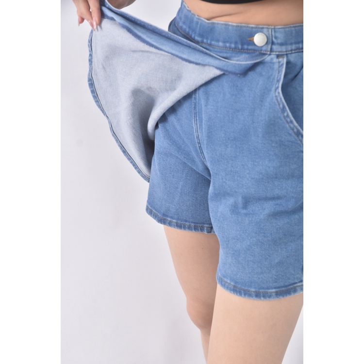 (S) uniqlo高腰丹寧牛仔質感棉質藍色短褲二手衣, , large