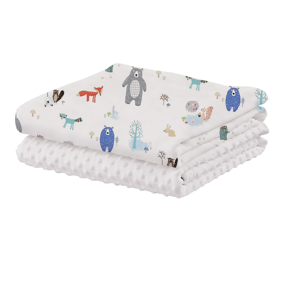 HABABY Double-Sided Magic Bean Blanket, Bear and Squirrel Design, 130x100cm