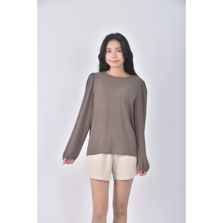 (S) wan s質感棕色長袖上衣二手衣, , large