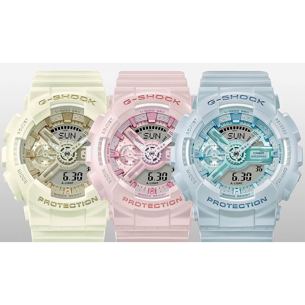 CASIO 卡西歐 G-SHOCK 珠光系列 粉彩運動女錶 手錶 GMA-S110ST-7A, , large