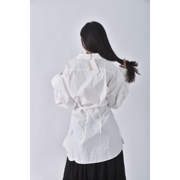 (XL) miyuki select質感寬鬆白色襯衫上衣二手衣, , large