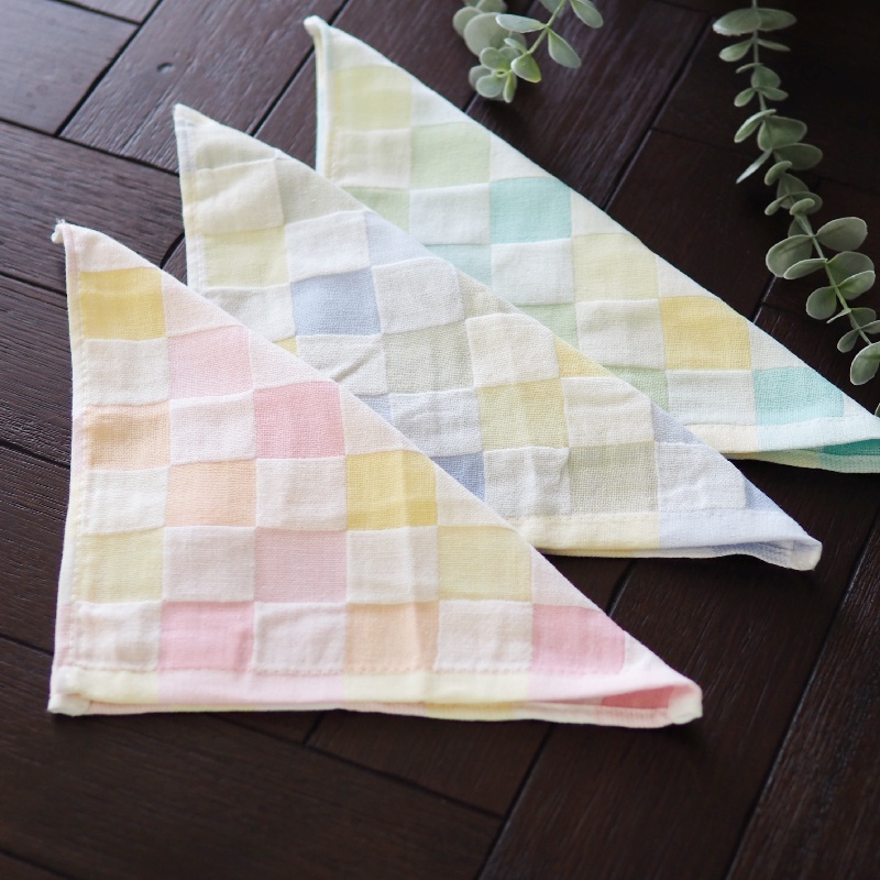 [Kaimei Cotton Industry] 20 randomly selected pure cotton soft gauze small square scarf - colorful pattern, , large