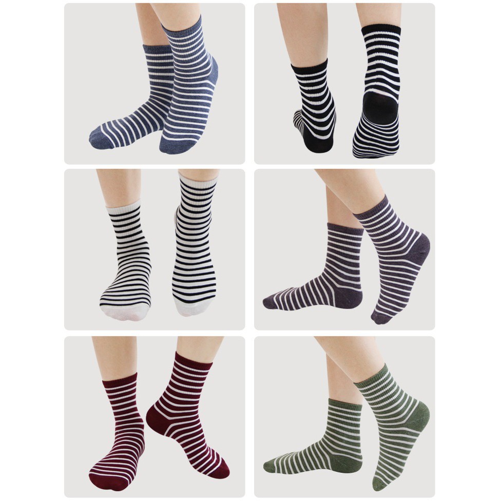 【BVD】1/2條紋直角女襪<暗紅>B520 女襪 短襪 休閒穿搭襪, , large