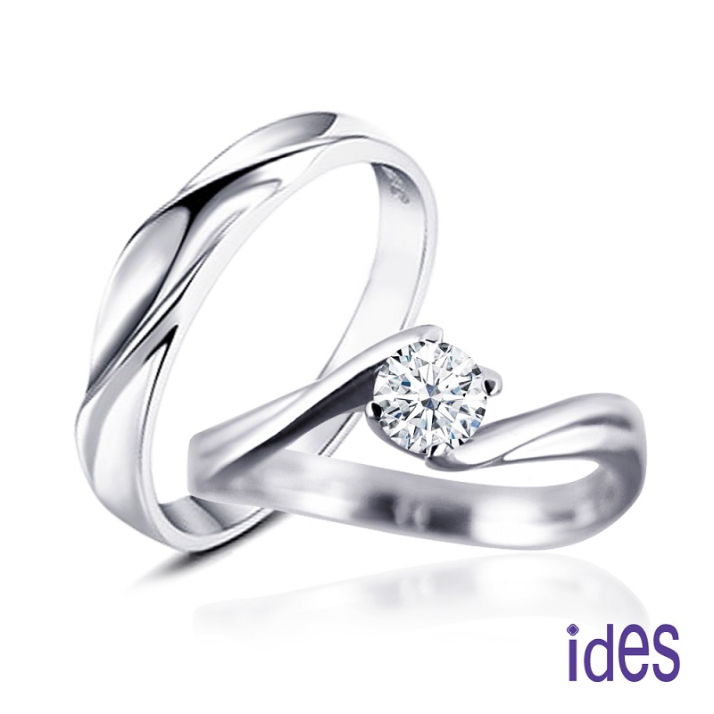 [ides愛蒂思] 情人禮系列 30分F/VS1頂級EX車工鑽石對戒情侶戒/環抱 (戒圍請於訂單備註), , large