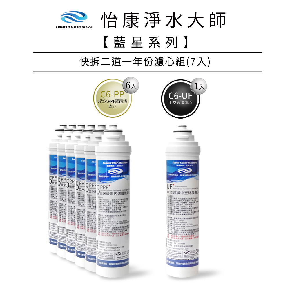 【怡康淨水】藍星系列 快拆二道一年份濾心組《不含安裝》, , large