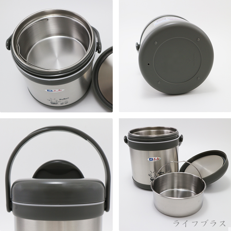 源味二層高真空304不鏽鋼提鍋-2.0L-莫蘭迪灰-1入, , large