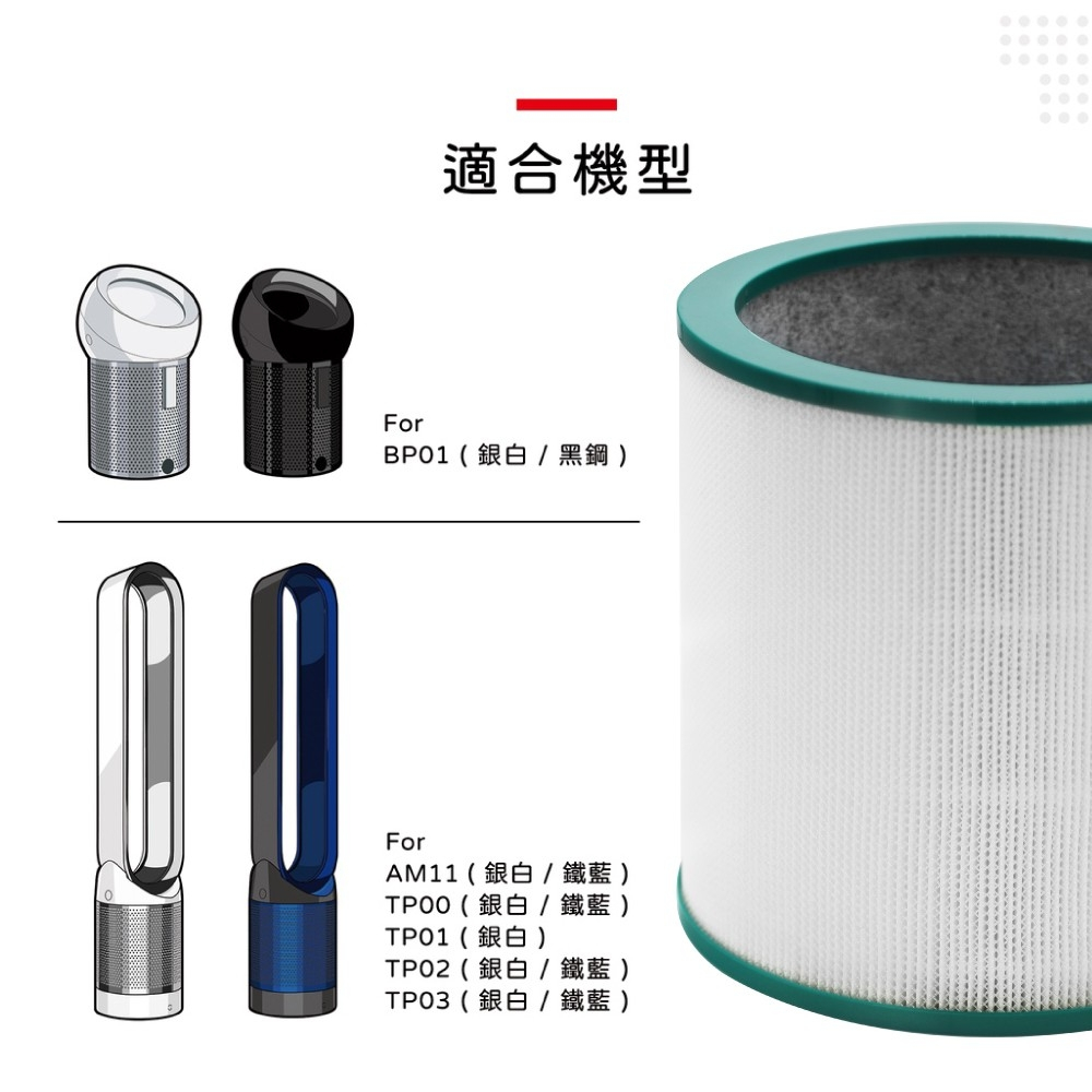 蟎著媽 適用 戴森 Dyson AM11 BP01 TP01 TP02 TP03 空氣清淨機 濾網, , large