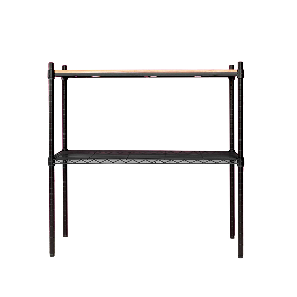 【Y HOUSE】90x45x75cm pine two-layer storage rack rack iron rack - black wood, , large