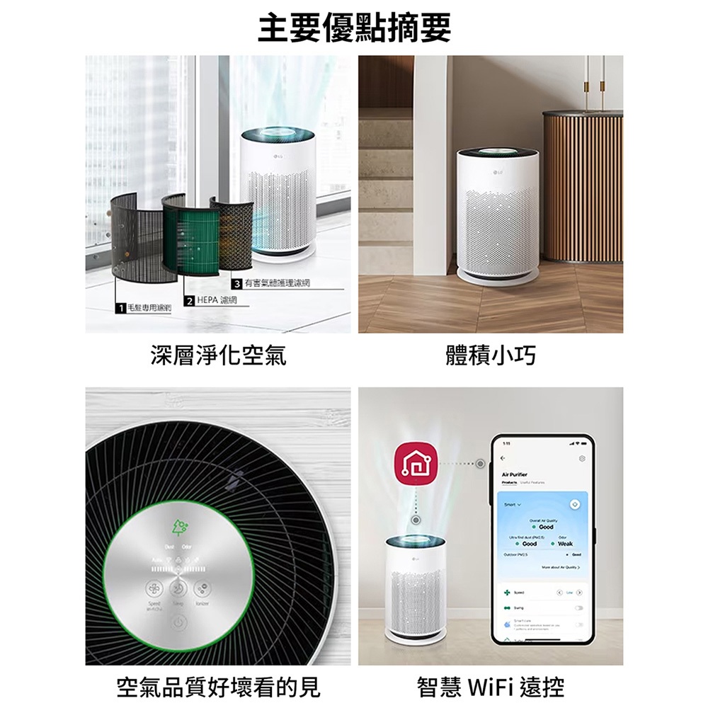 LG AS601HWG0 18坪 PuriCare™ 超淨化大白空氣清淨機-Hit, , large