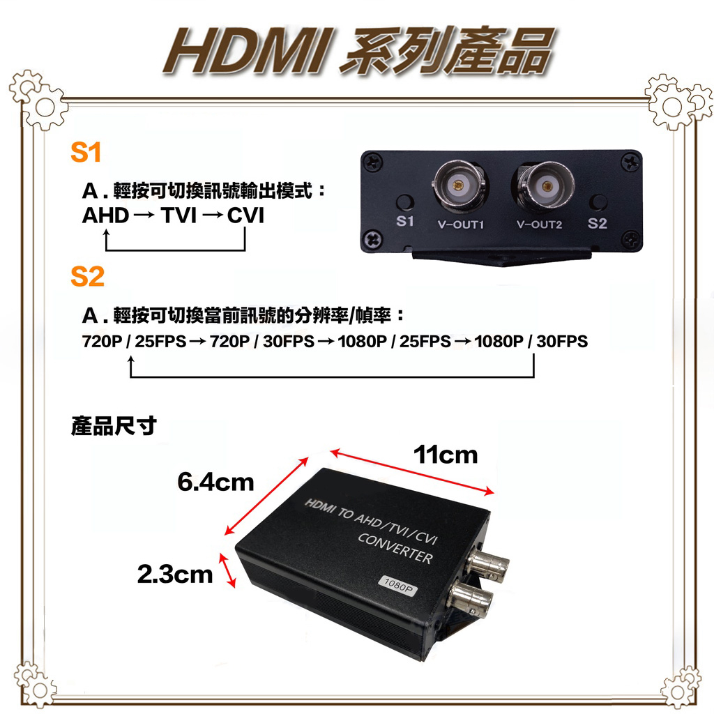 昌運監視器 HD-H101ACT HDMI TO AHD/CVI/TVI 轉換器 HDMI轉同軸, , large