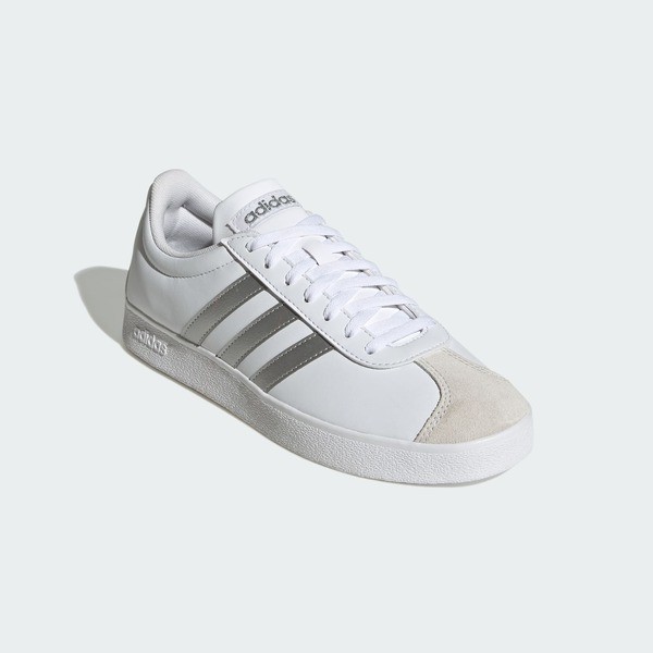 Kixpress-Adidas 愛迪達 VL Court Base 女 運動休閒鞋 舒適 白 銀 [ID3716], , large