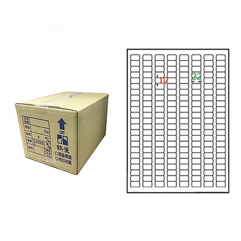 【鶴屋】A4電腦標籤 12x22mm 圓角 184格 1000張入 / 箱(L1222 LX), , large