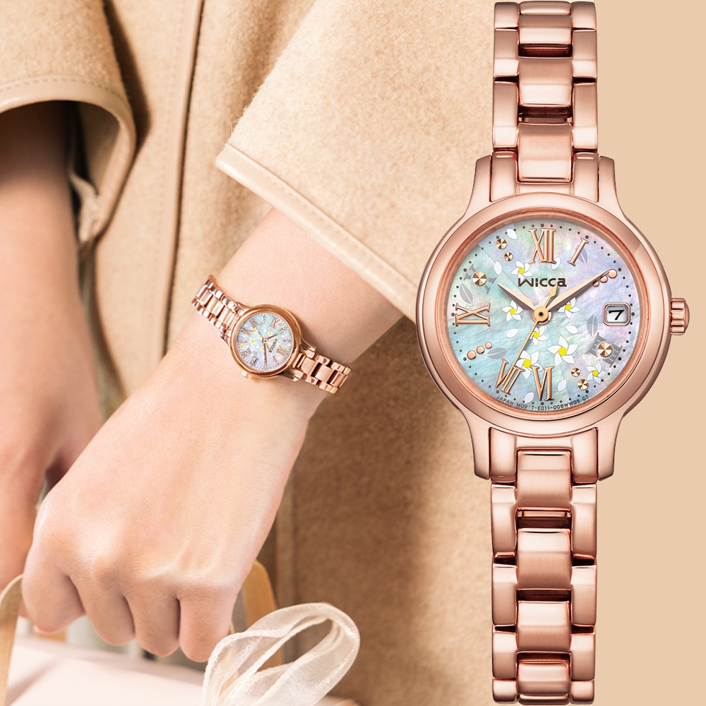 CITIZEN 星辰 Wicca 茉莉花太陽能女錶-24mm 禮物 KH4-963-21, , large