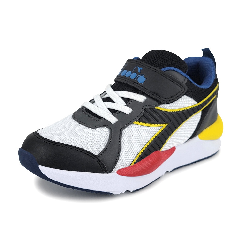 DIADORA迪亞多那 經典復古潮流童鞋 童運動鞋 魔鬼氈 寬楦 康特杯 輕量 吸震 減壓 抗菌 除臭 防滑 黑白 白粉, , large