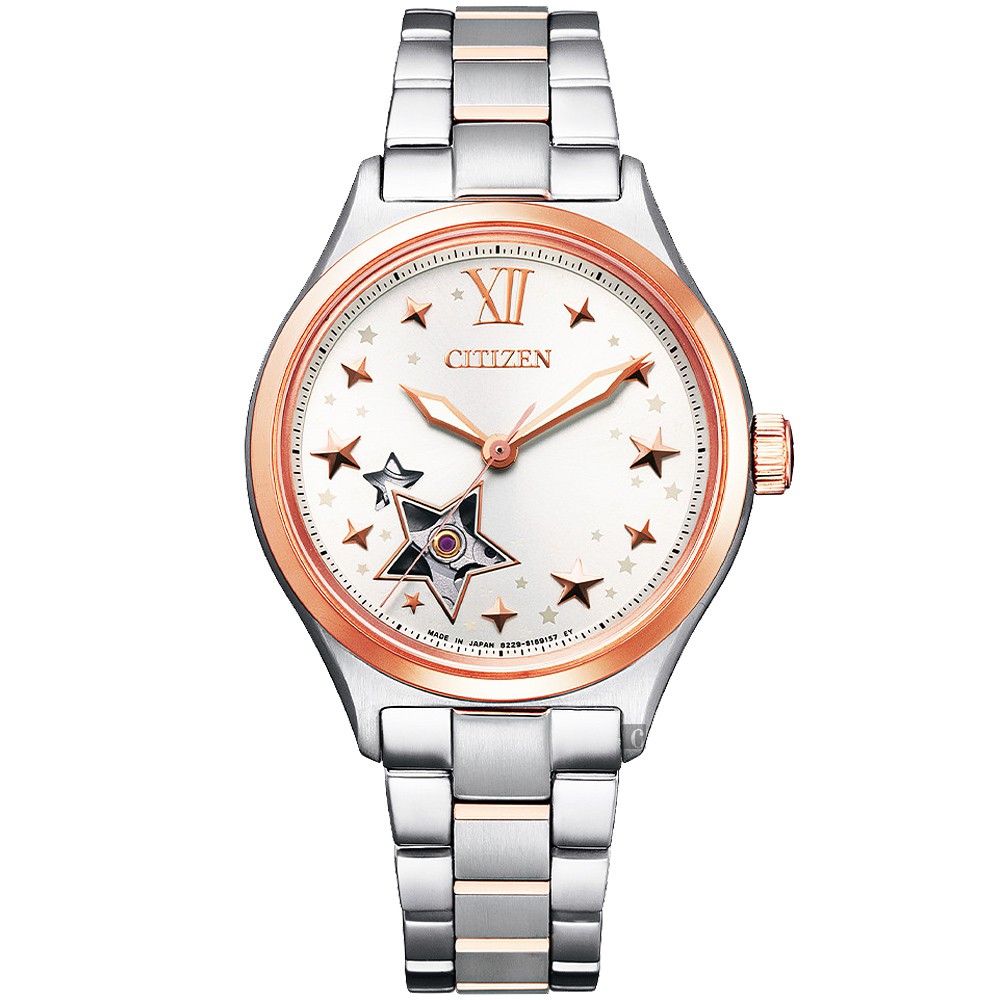 CITIZEN 星辰 星形鏤空機械女錶-34mm PC1009-78B, , large