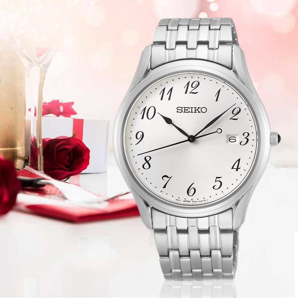 SEIKO 精工 CS 時尚石英手錶-白x銀/39mm 6N42-00K0S(SUR299P1), , large