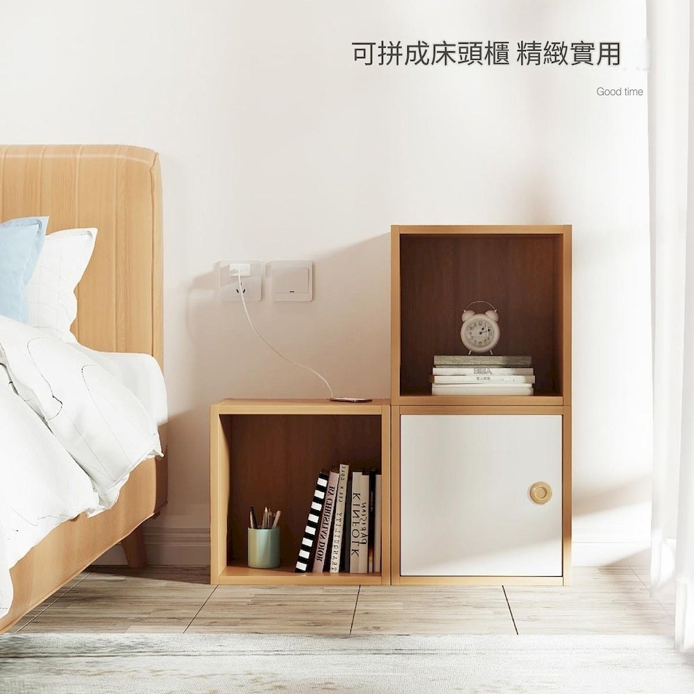 [Lele] HaohaoQ Bookshelf, Wooden Children's Storage Unit Bookcase, One Row, One Column - White with Cabinet Doors, , large