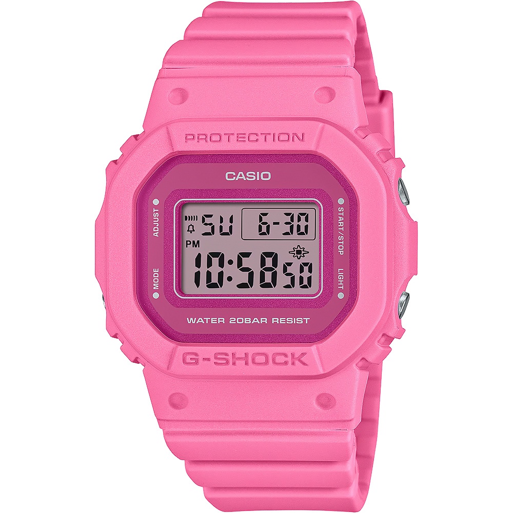 CASIO 卡西歐 G-SHOCK 單色時尚 霧面方形女錶 電子錶-粉紅 GMD-S5610PP-4, , large