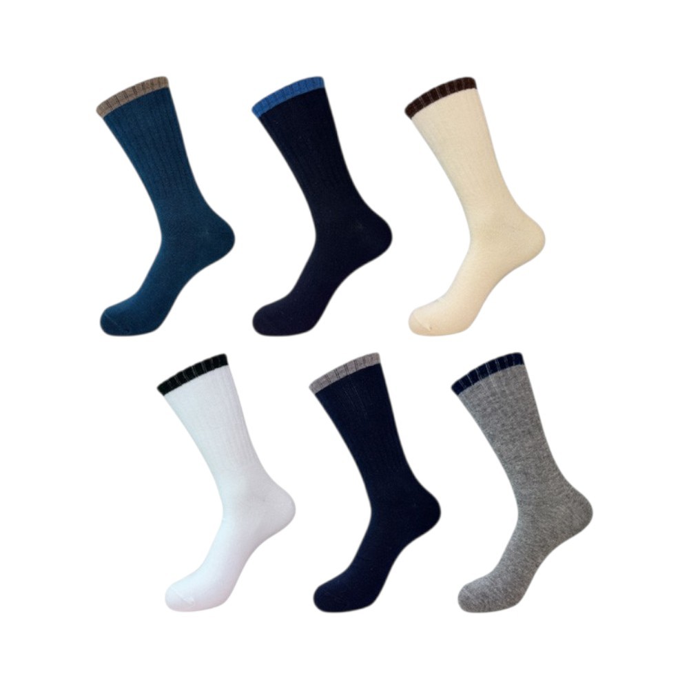 【BVD】撞色男長襪<白色>B659 毛巾底 運動襪 中筒襪, , large