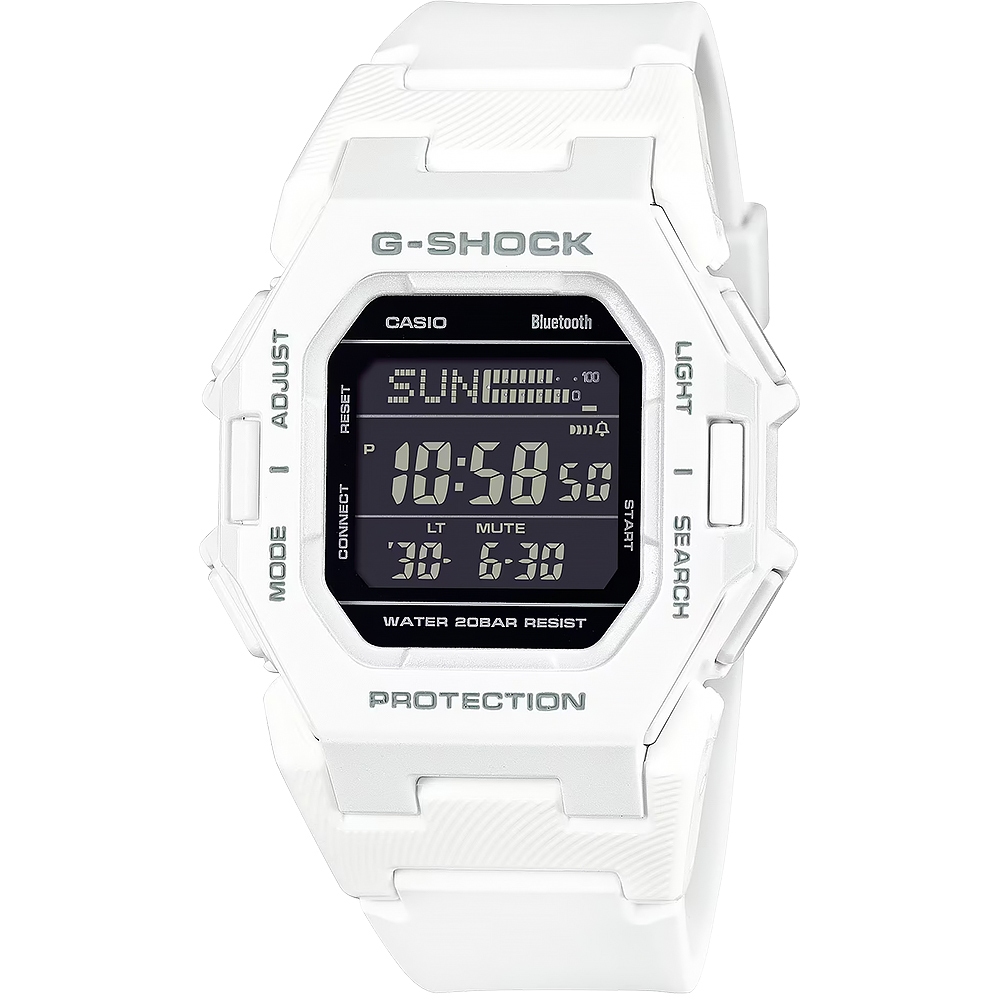 CASIO 卡西歐 G-SHOCK 纖薄時尚未來感藍牙運動電子錶 手錶-白 GD-B500-7, , large