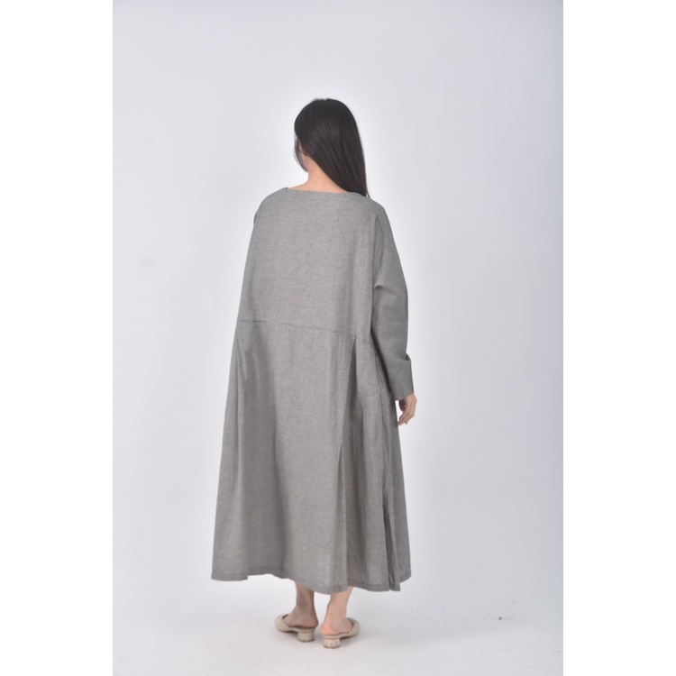 (F) bliss bunch質感方領灰色洋裝二手衣, , large