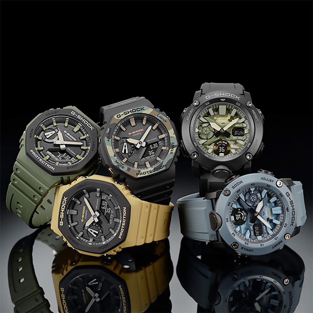 CASIO 卡西歐 G-SHOCK 街頭軍事系列 八角 電子錶-迷彩綠 GA-2100SU-1A, , large