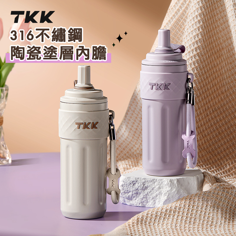 TKK Taiwan Distributor: Rhythmic Pastel Thermos Flask, 316 Stainless Steel Ceramic Liner, 500ml, Medical Grade, Sports Travel Cup, Dual-Use Straw, Water Bottle, Insulated Flask with Drawstring, , large