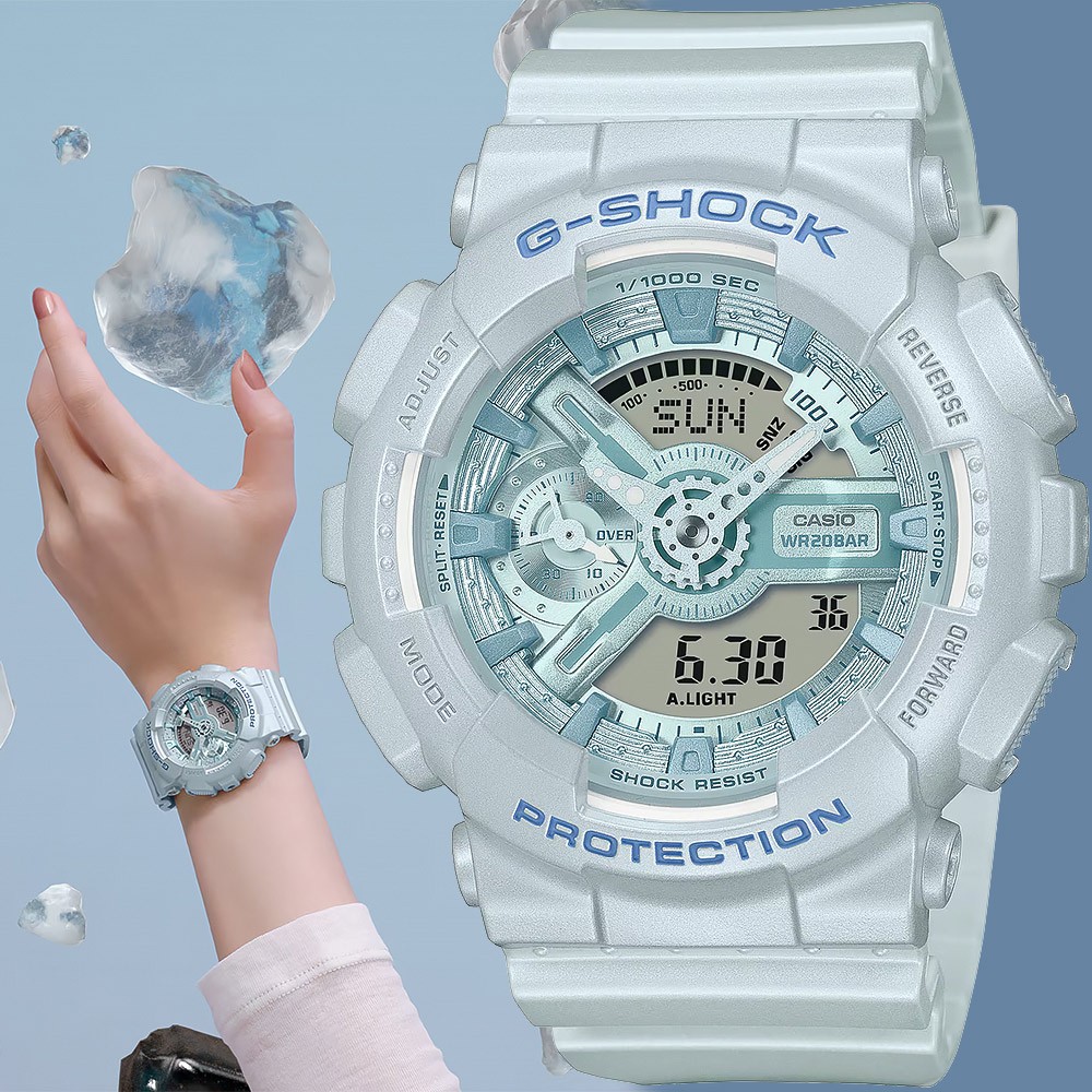 CASIO 卡西歐 G-SHOCK 珠光系列 粉彩運動女錶 手錶 GMA-S110ST-2A, , large