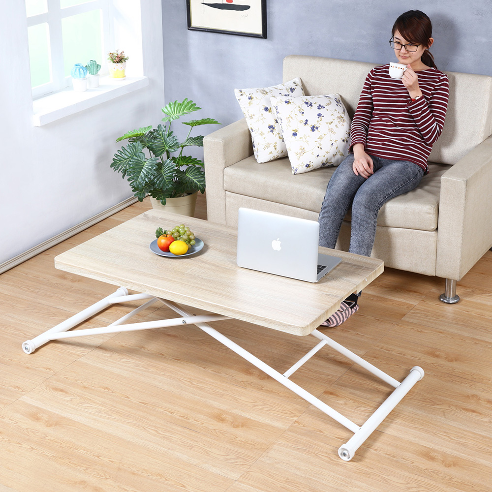 《C&B》中崎氣壓式90*60CM桌面加厚氣壓升降桌便利桌/台灣生產-北歐淺橡色, , large