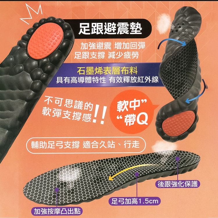 避震型石墨烯鞋墊-4雙, , large