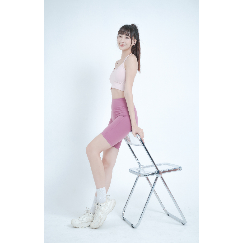 YOGA FLOW Slim Shorts - 3D剪裁修身五分褲 - 紫紅藤 Pale Violet Red, , large