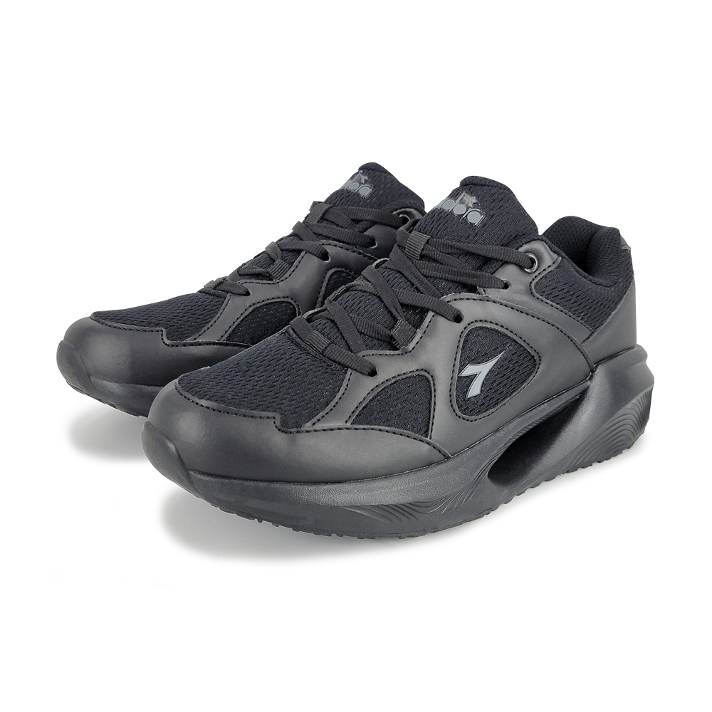 DIADORA迪亞多那 時尚透氣慢跑女鞋 女運動鞋 慢跑鞋 寬楦 防潑水 保護後跟 吸震 減壓 厚底 耐磨 止滑 黑 米, , large